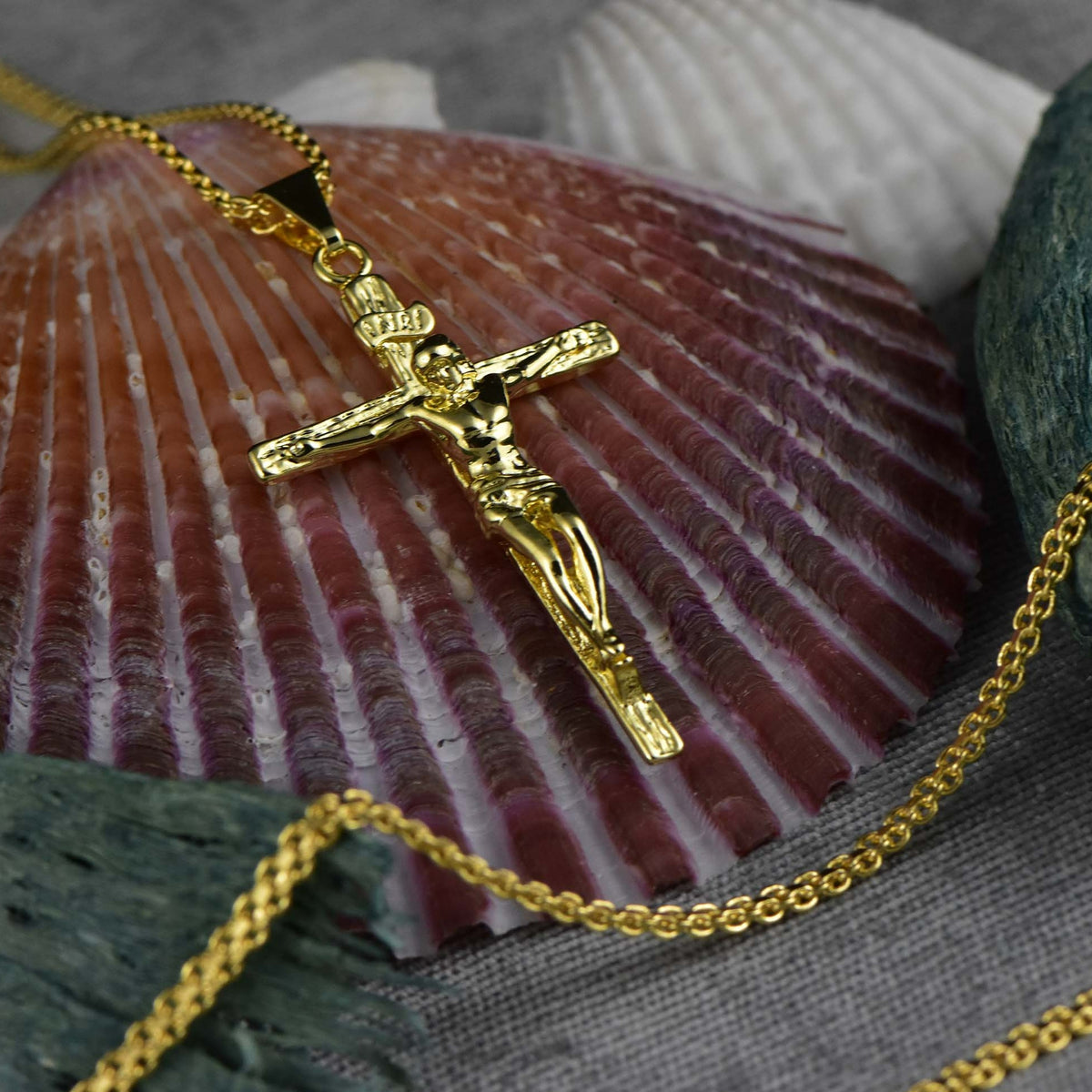 Cadena Chinesca 60cm + Colgante Cruz Madero