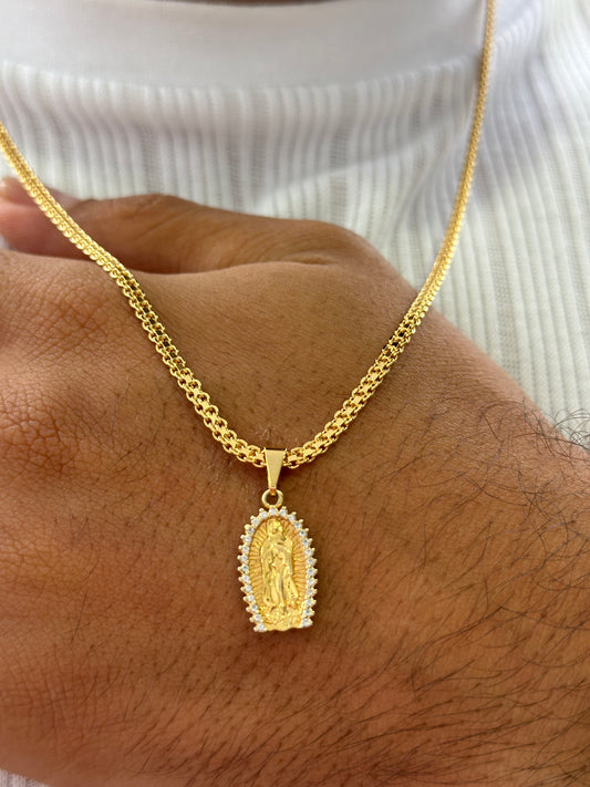 Cadena Chinesca 60cm + Colgante Virgen y Circonias 270061