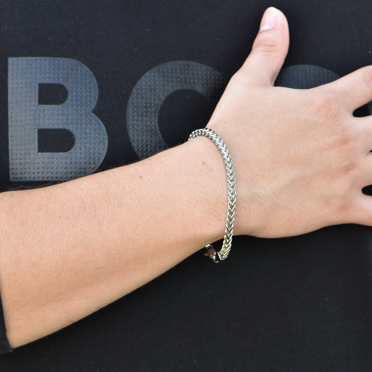 Pulsera Franco Oro Blanco Hombre