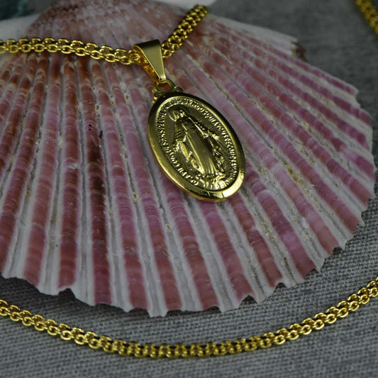 Cadena Chinesca 45 cm+ Colgante Virgen Milagrosa