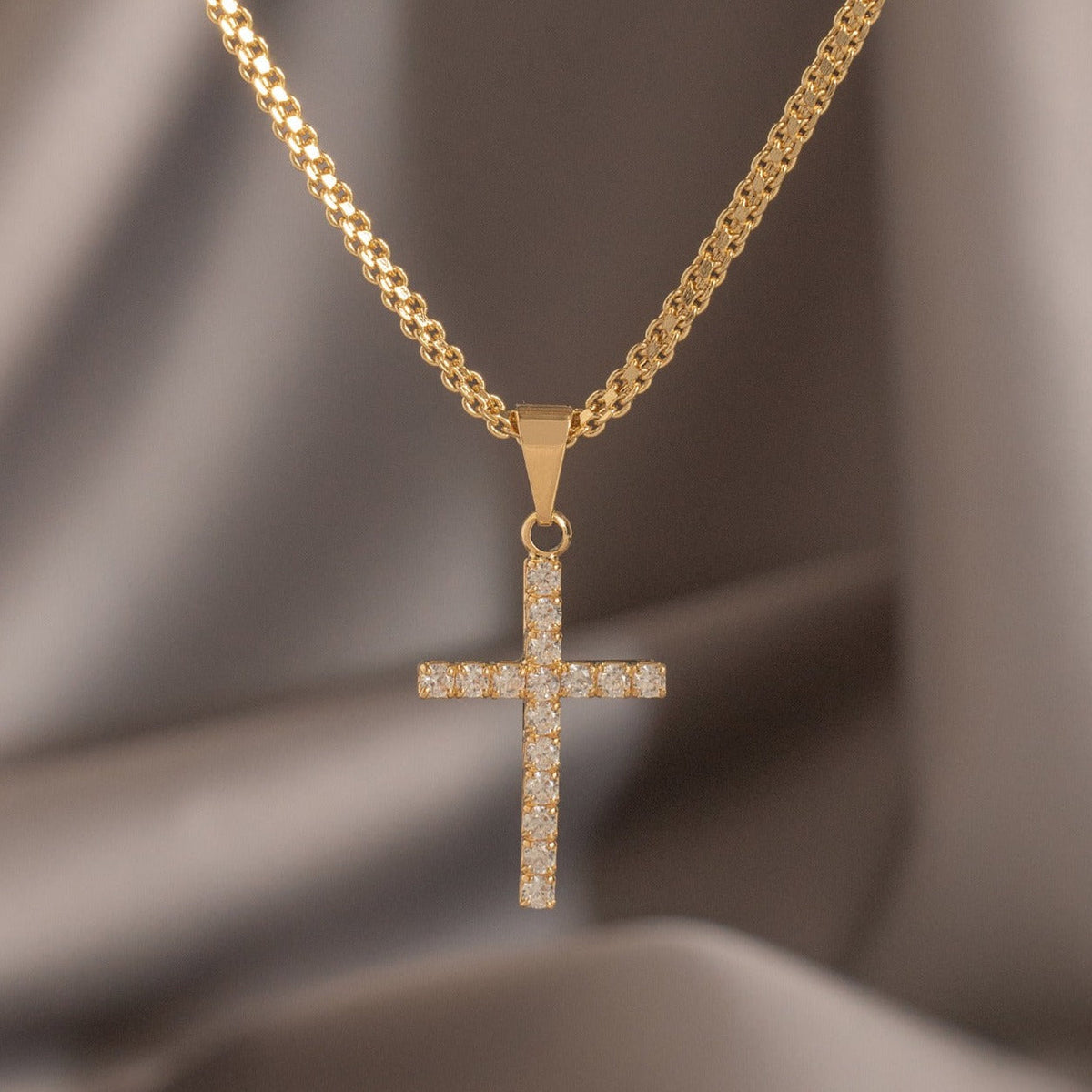 Cadena Chinesca 60cm + Colgante Cruz Piedras